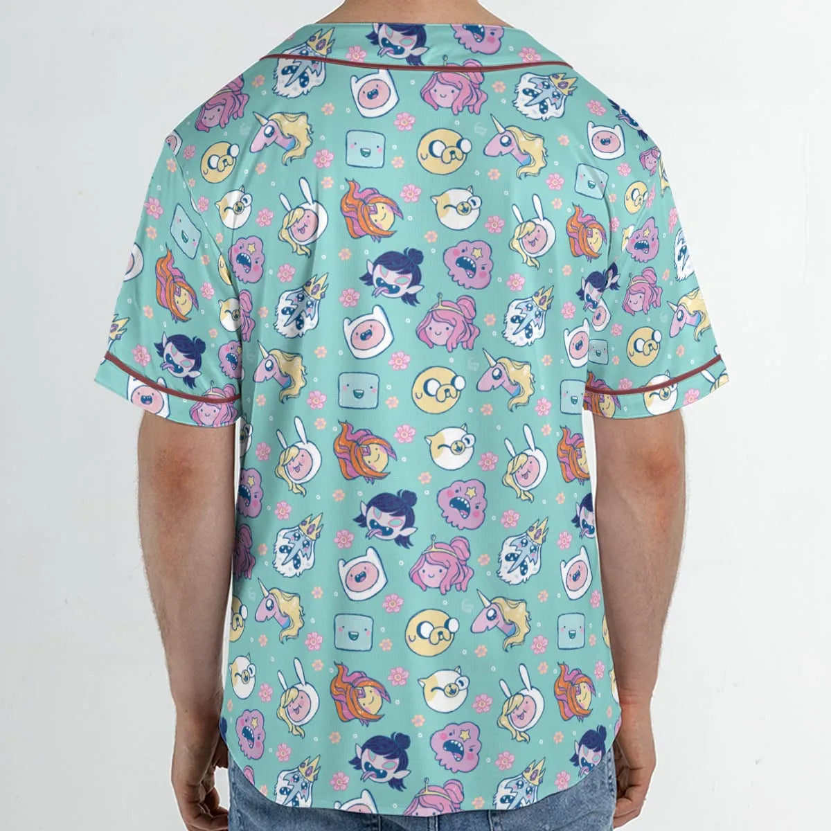Adventure Time Floral Pattern Unisex Baseball Jersey