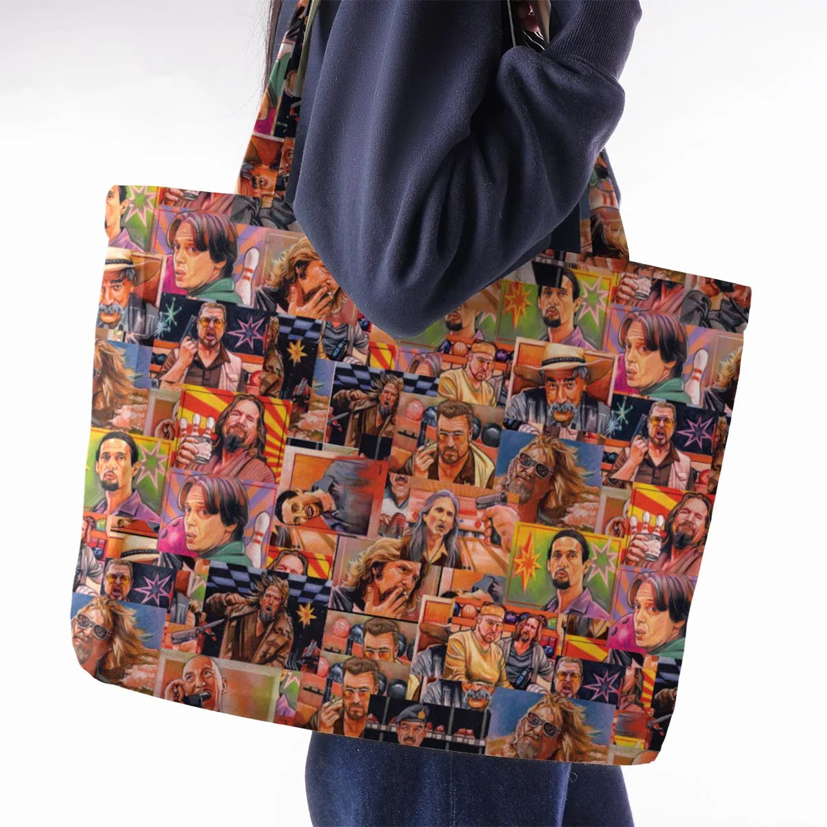 The Big Lebowski Painting Pattern Large Tote Bag