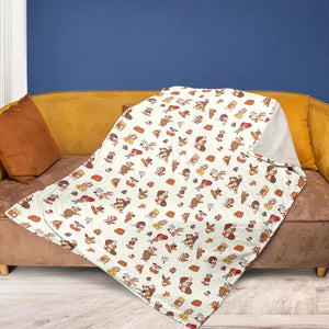 Famous Cartoon Characters in Brown Fleece Blanket