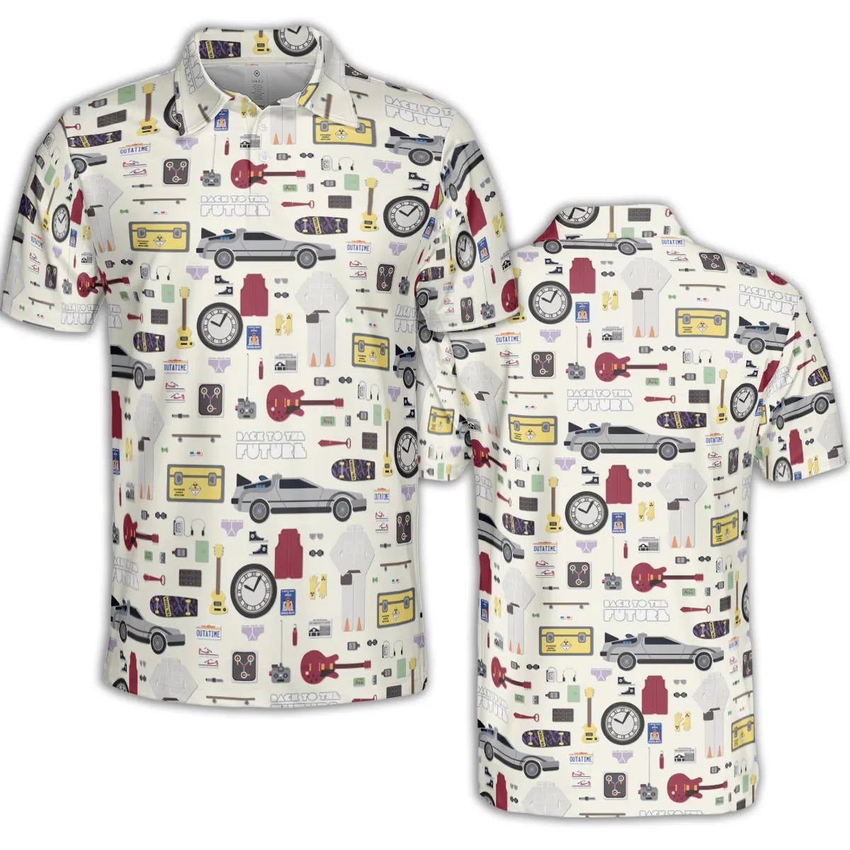 Back to the Future Pattern AOP Men/Women Polo Shirt