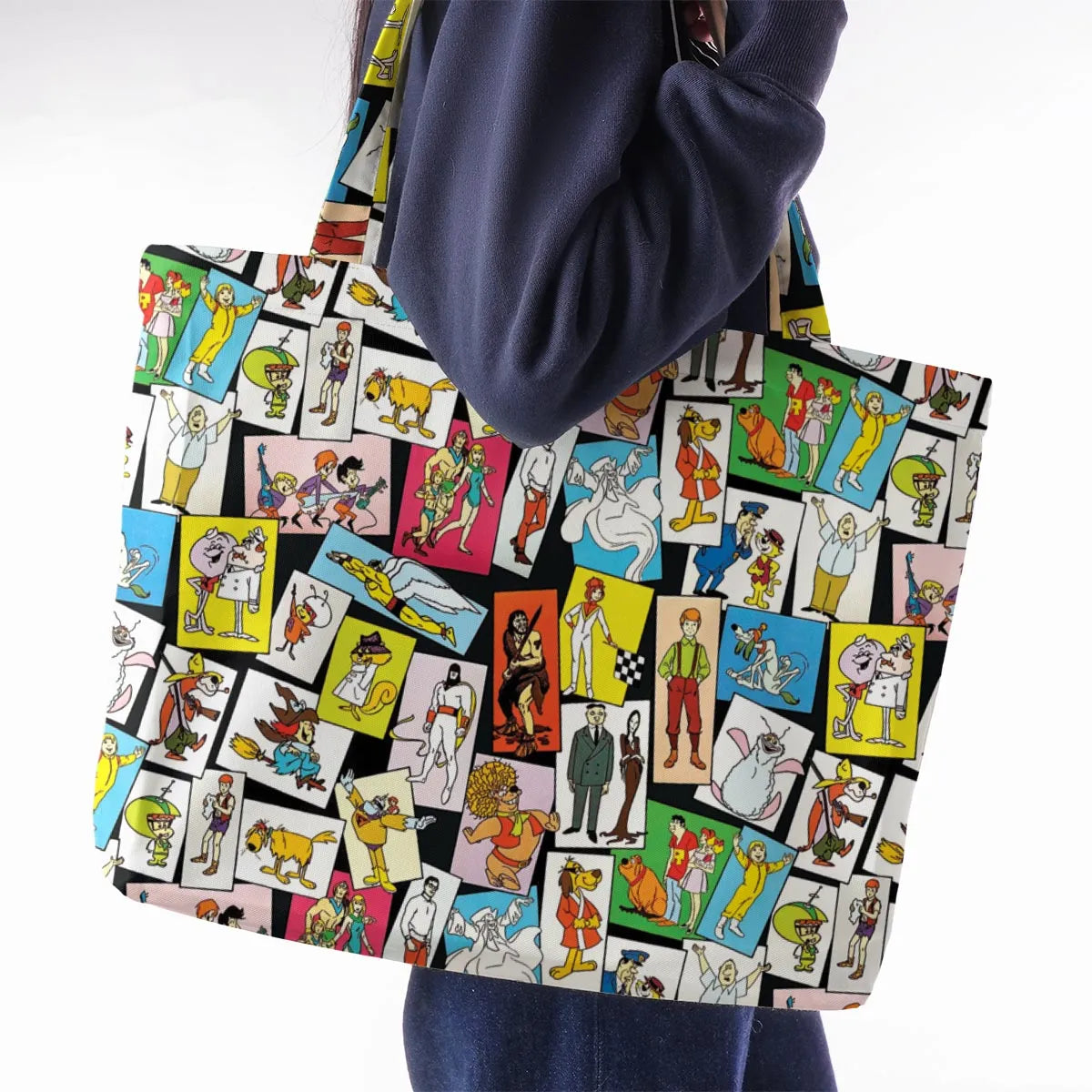 Back To The Day Old Cartoon Shows Large Tote Bag
