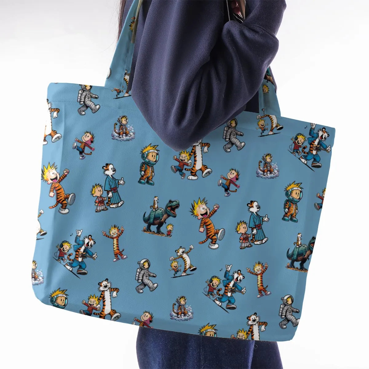 Comics Come To Life Calvin And Hobbes Large Tote Bag