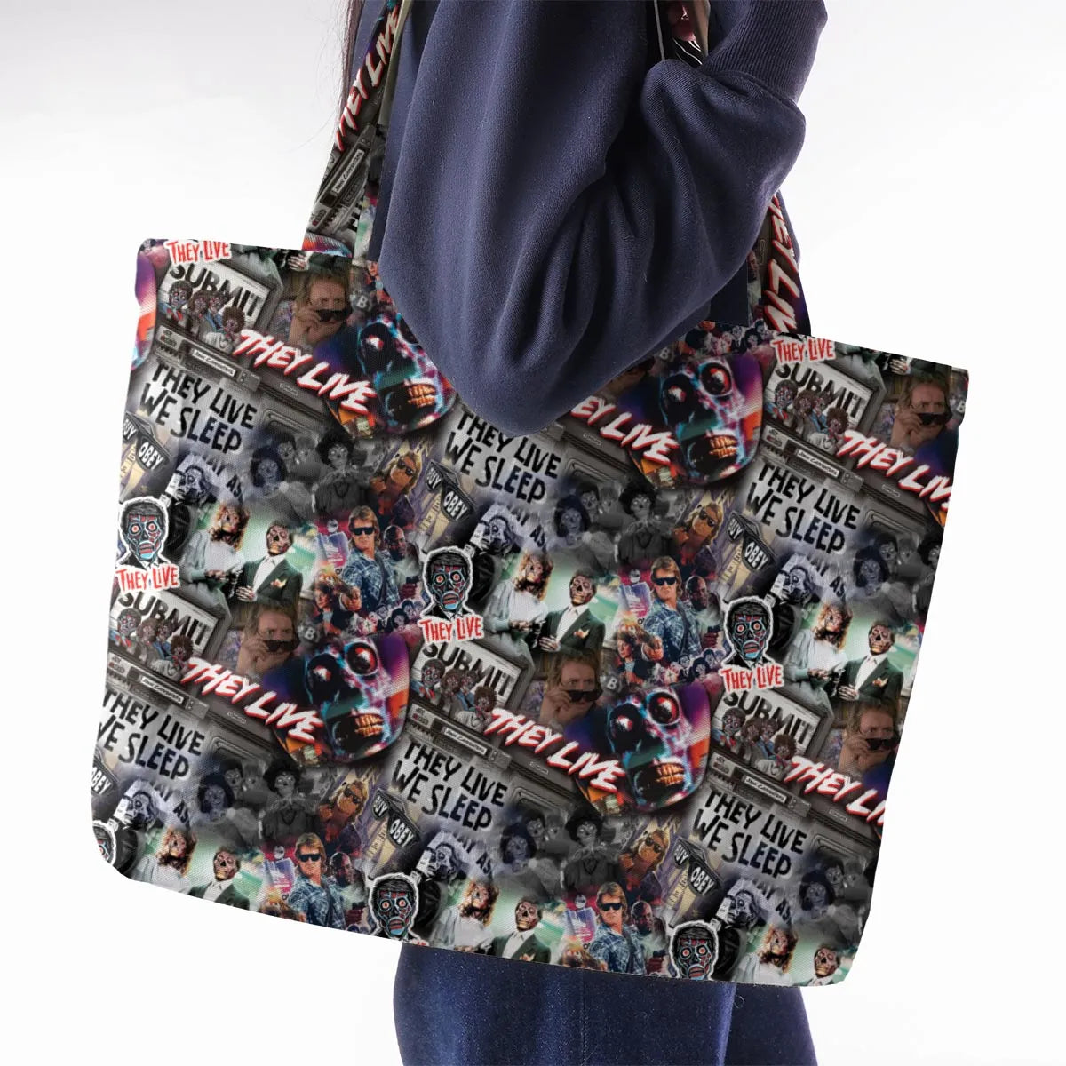 They Live Seamless Pattern Large Tote Bag