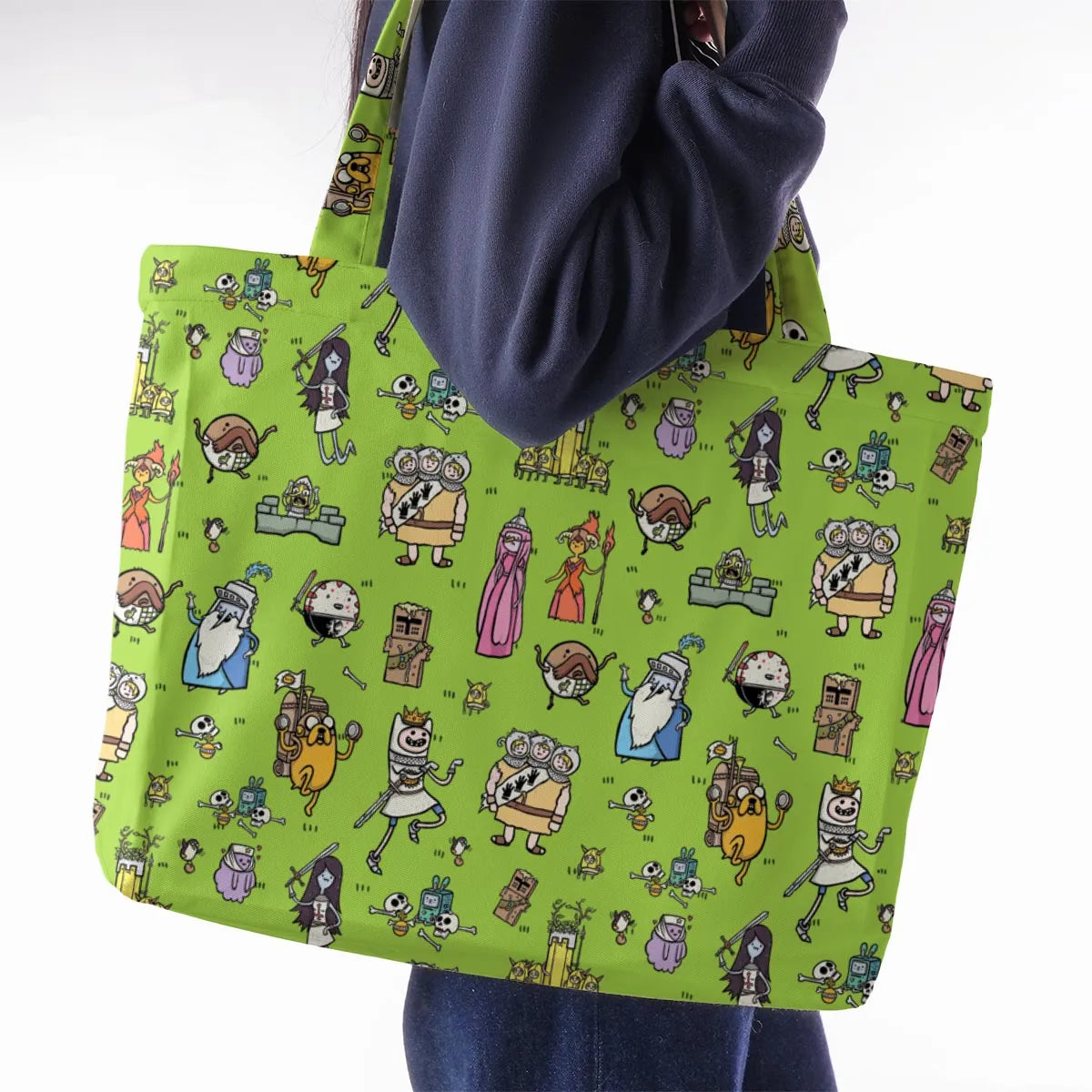 Finn Holy Adventure Adventure Time and Monty Python and the Holy Grail Large Tote Bag