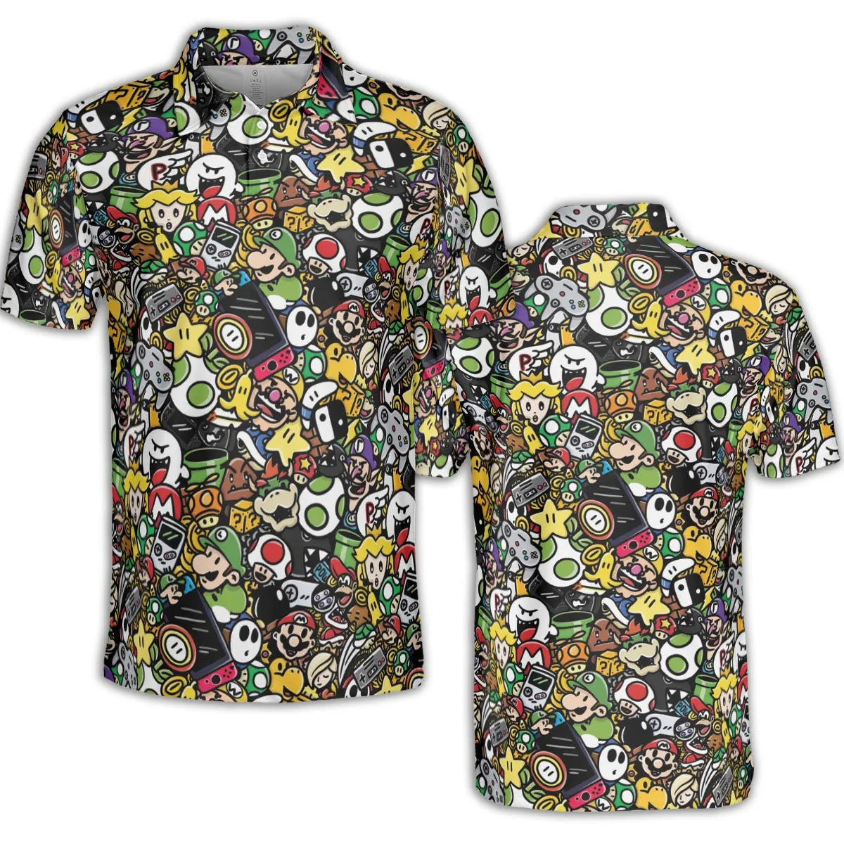 Super Mario Characters All In One Pattern AOP Men/Women Polo Shirt