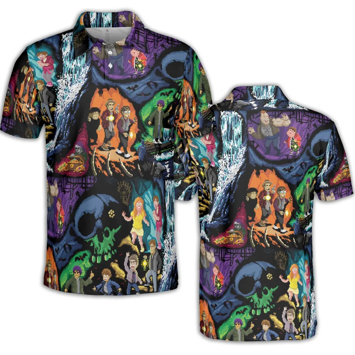Goonies 80s Pixel Art AOP Men/Women Polo Shirt