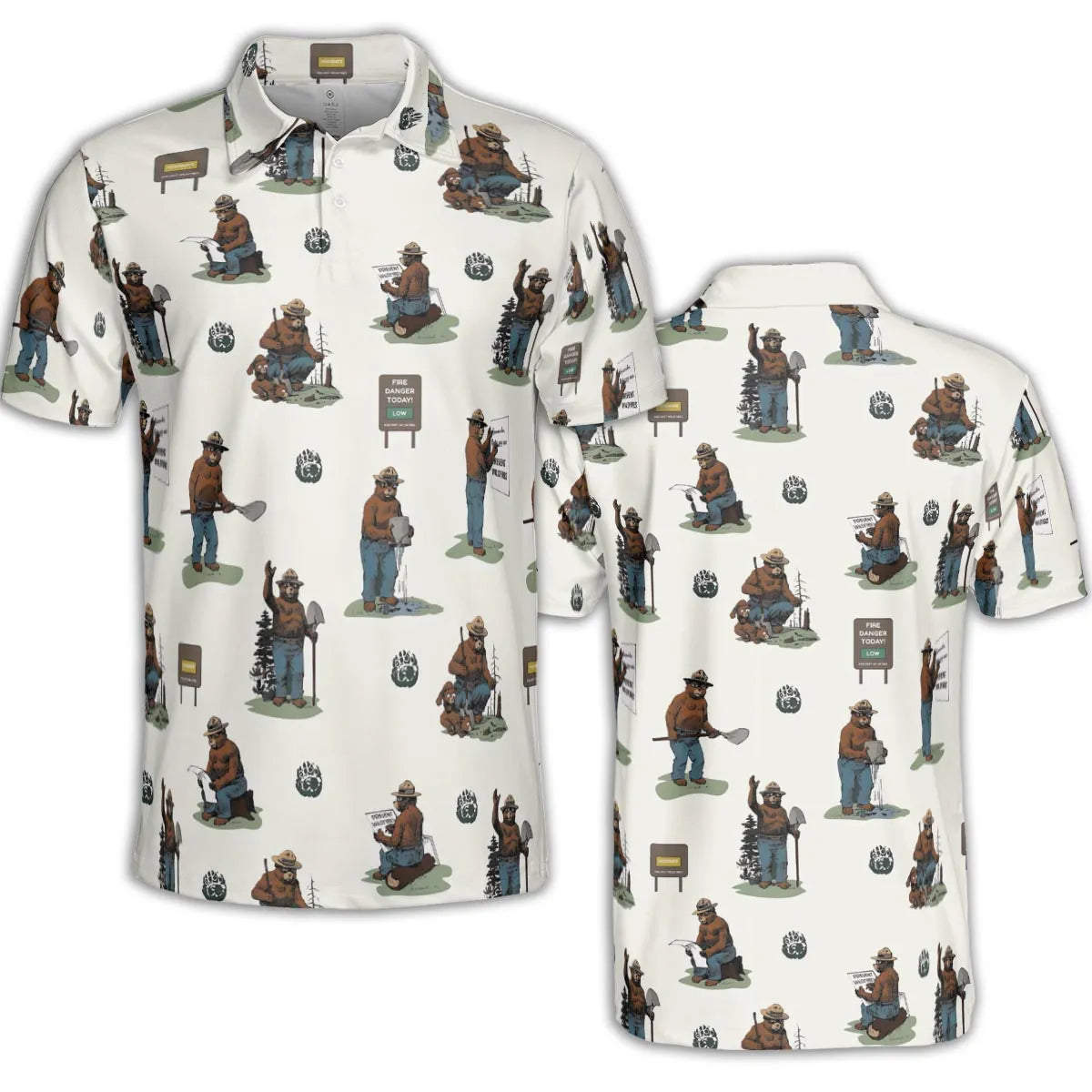 Smokey The Bear AOP Men/Women Polo Shirt