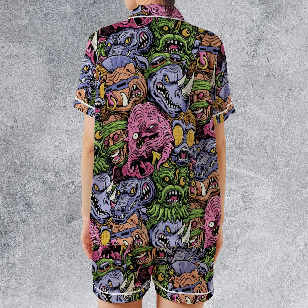 Nostalgic Villains Teenage Mutant Ninja Turtles Satin Short-Sleeve Pajamas Set