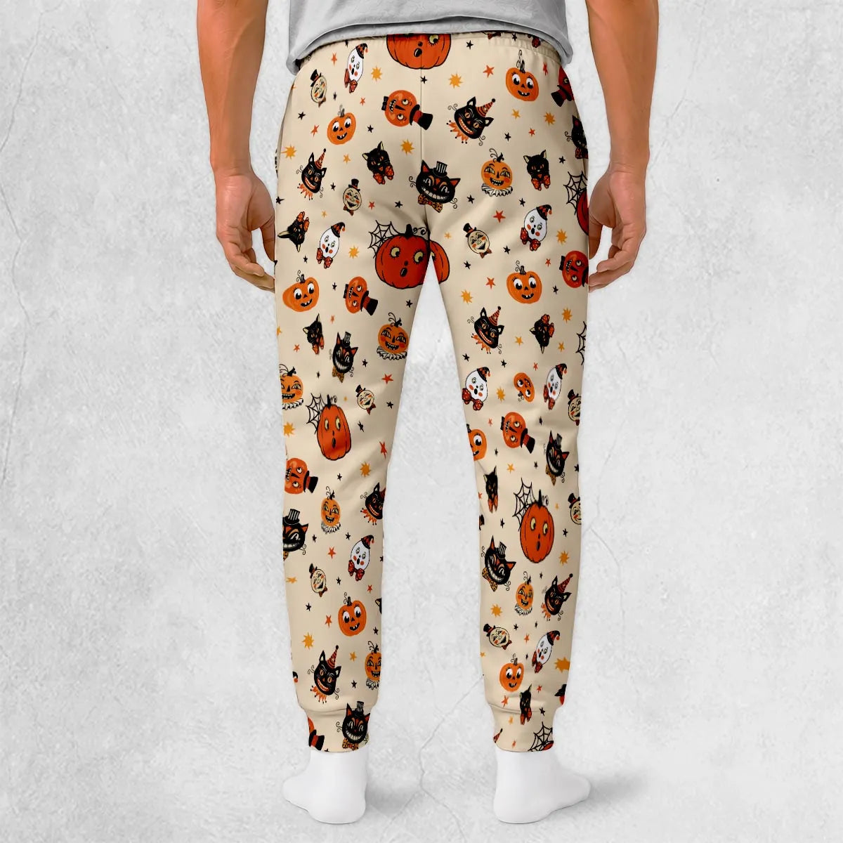 Vintage Halloween Cat Pumpkin Moon Spooky Traditional Owl Ghost  Sweatpants