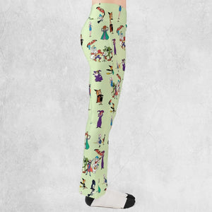 Witches Cartoon Characters Flare Leggings