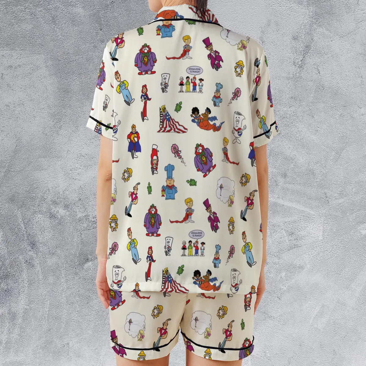 Schoolhouse Rock Characters Satin Short-Sleeve Pajamas Set