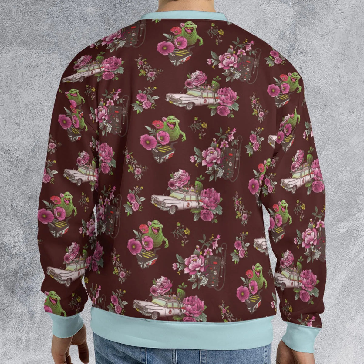 Slimer Ecto-1 Proton Pack Floral Ghostbusters All-over Print Sweatshirt