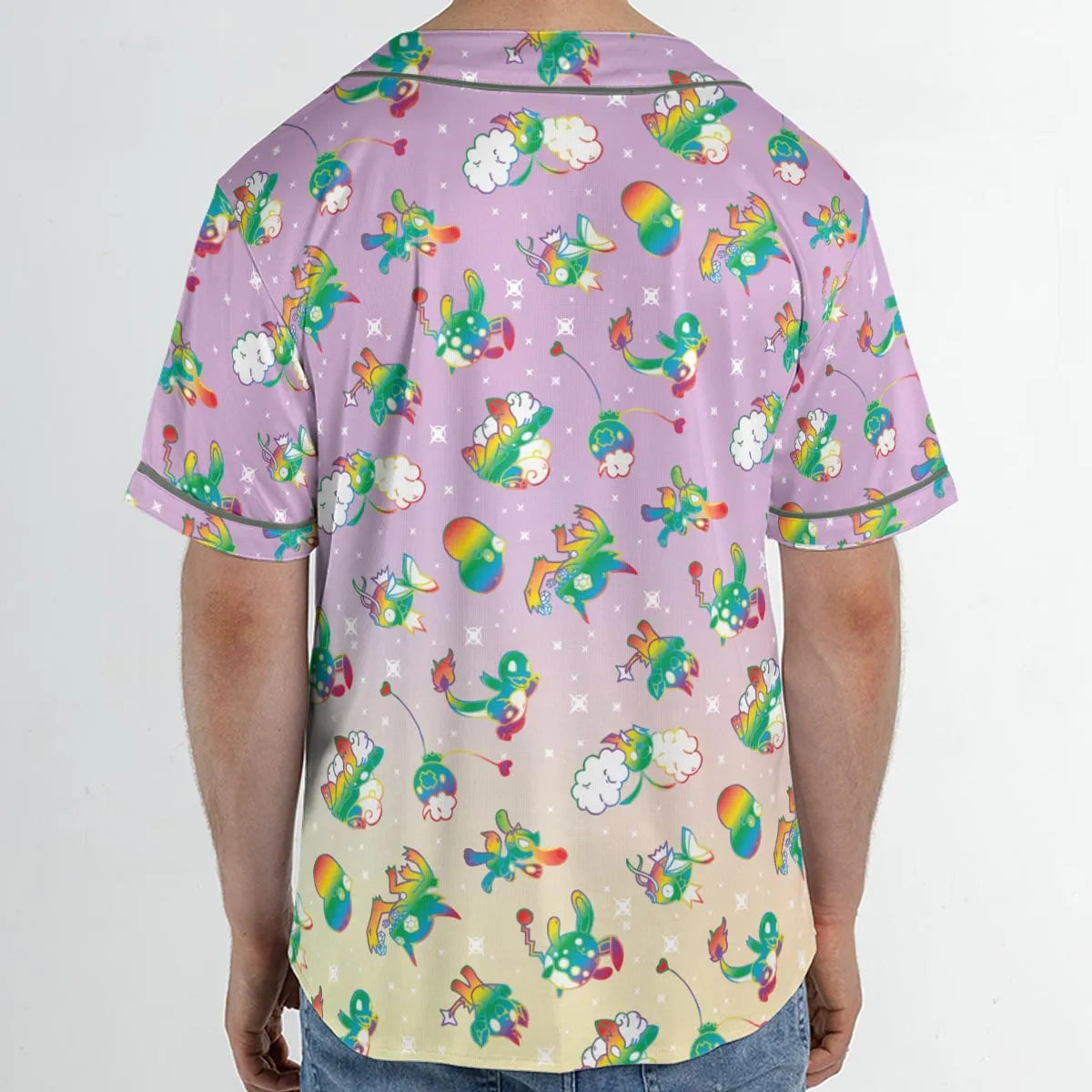 Rainbow Pokemon Pattern Unisex Baseball Jersey