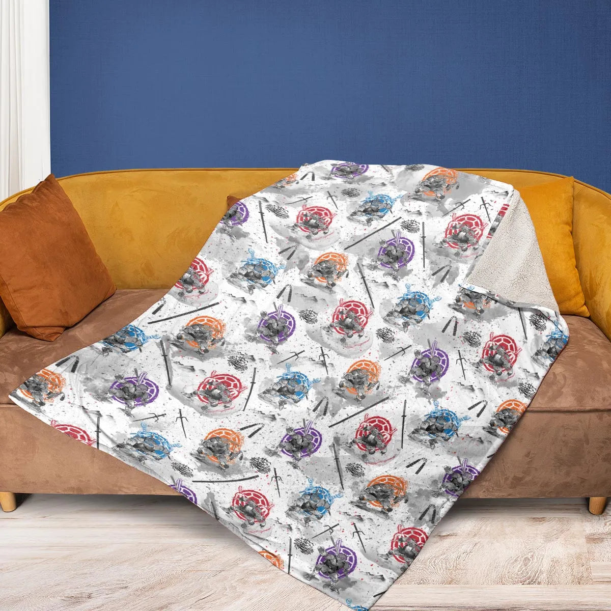 TMNT Characters Sumi-E Pattern Fleece Blanket