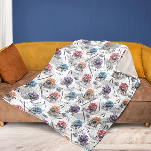 TMNT Characters Sumi-E Pattern Fleece Blanket