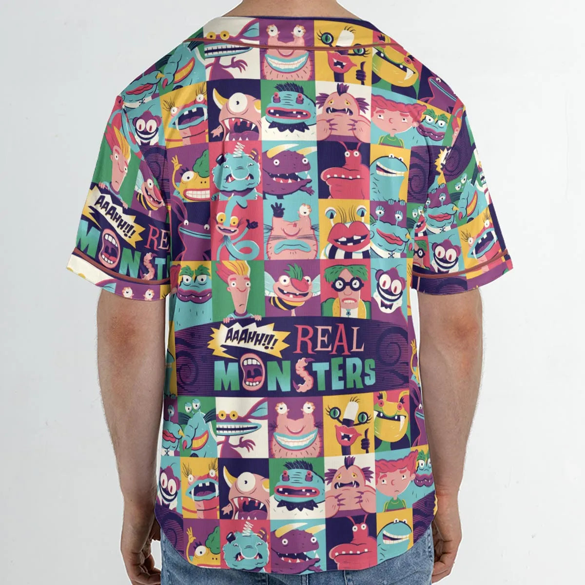 Aaahh!!! Real Monsters Characters Pattern Unisex Baseball Jersey