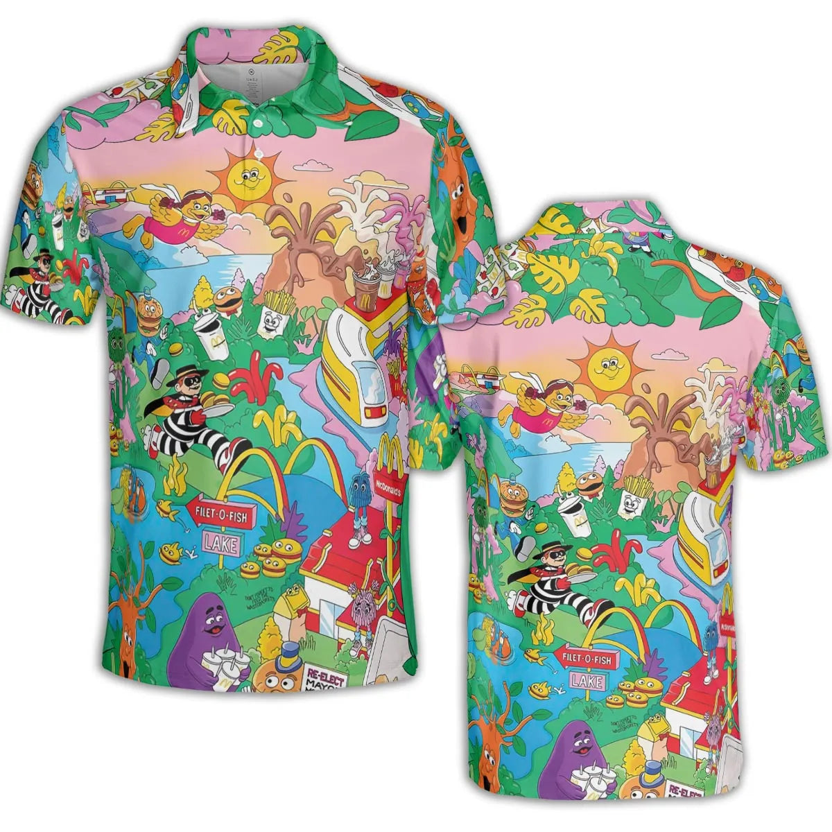 Foodland Mcdonaldland AOP Men/Women Polo Shirt