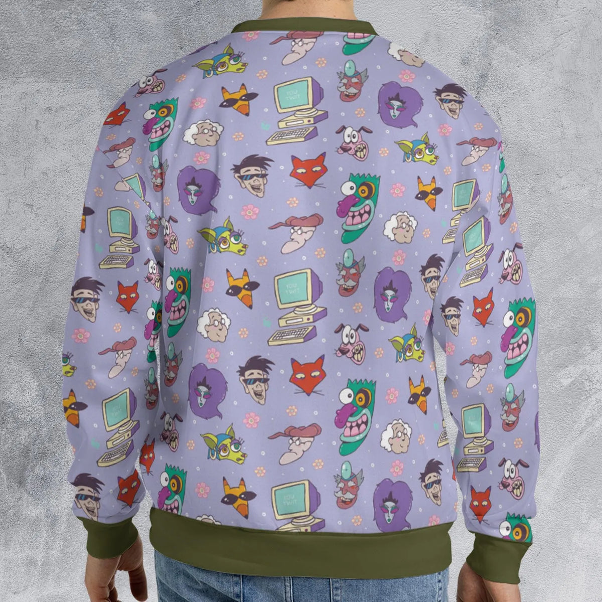 Courage the Cowardly Dog Characters Pattern All-over Print Sweatshirt