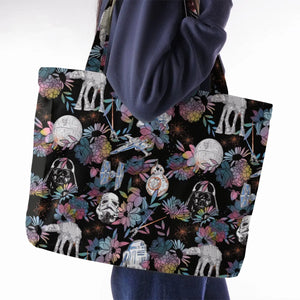 Floral Wars Dark Side Star Wars Pattern Large Tote Bag