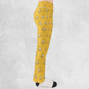 Homer Simpson Pattern Flare Leggings