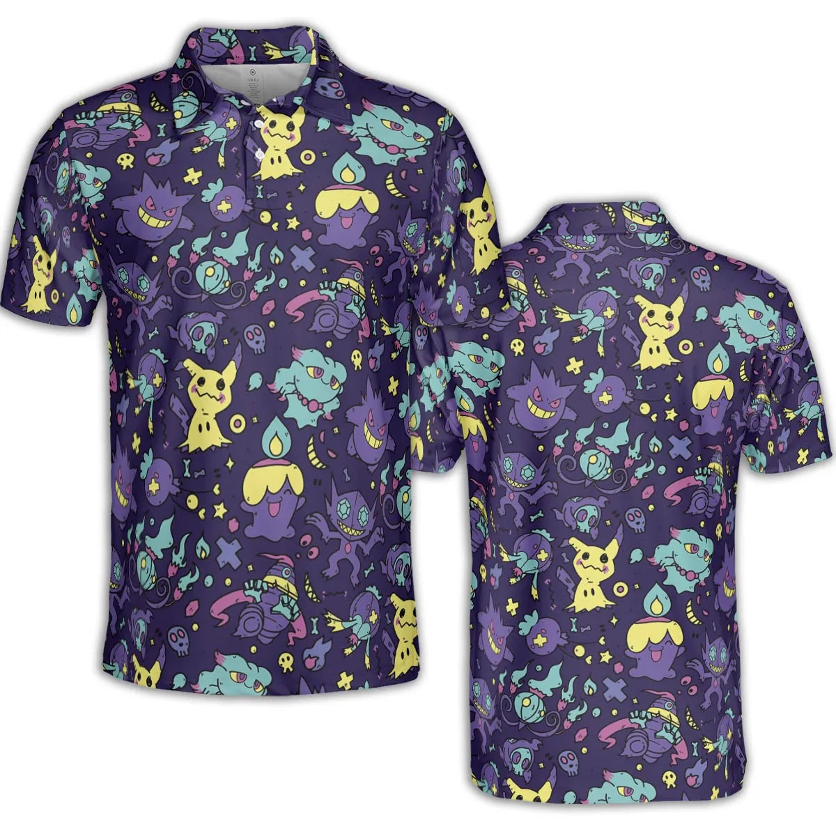 Gengar Ghost Pokemon Pattern AOP Men/Women Polo Shirt