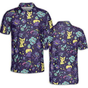 Gengar Ghost Pokemon Pattern AOP Men/Women Polo Shirt