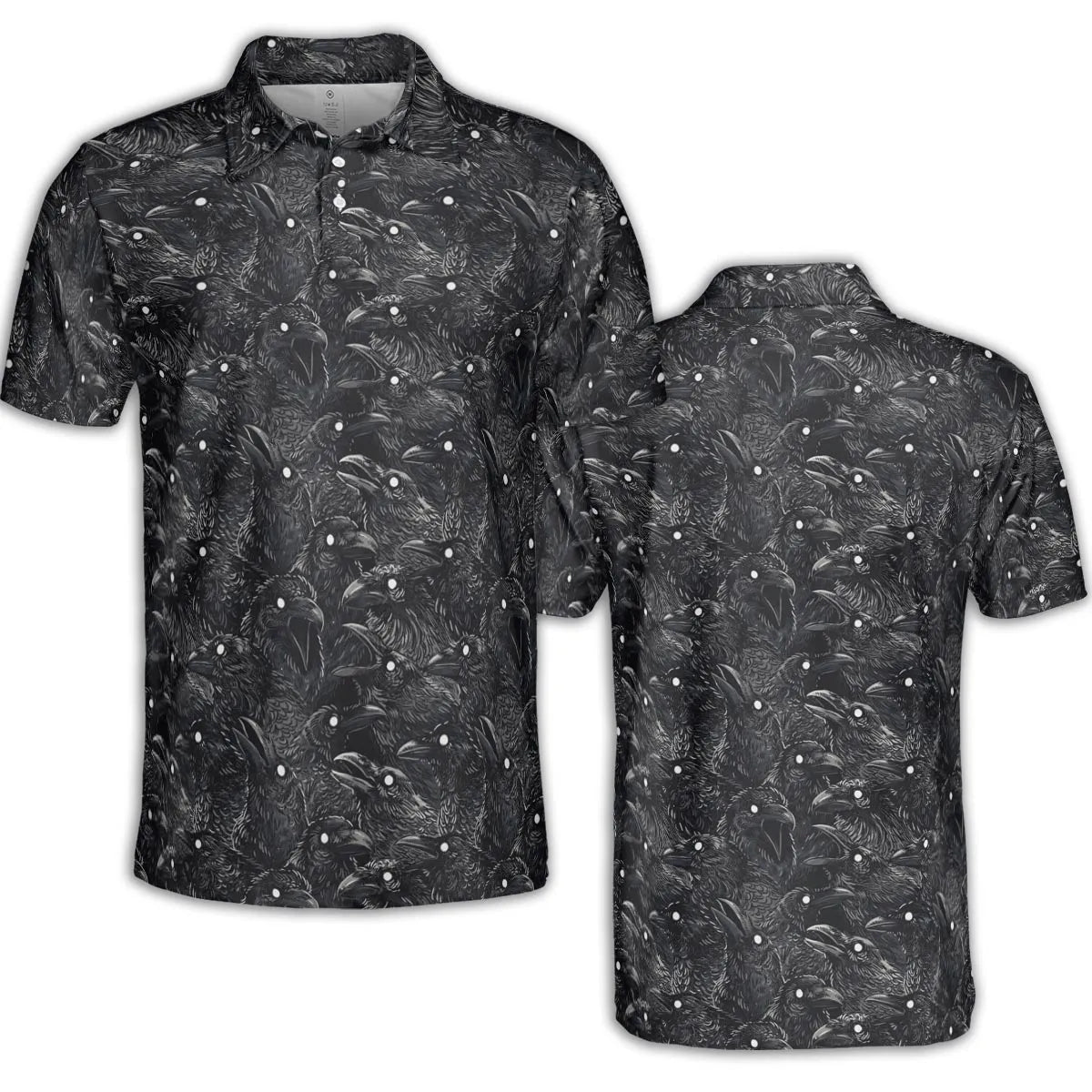 Black Raven Pattern AOP Men/Women Polo Shirt