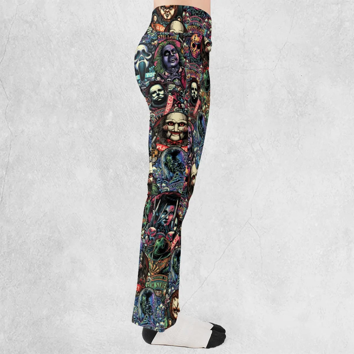 Horror Movie Characters Pattern Flare Leggings