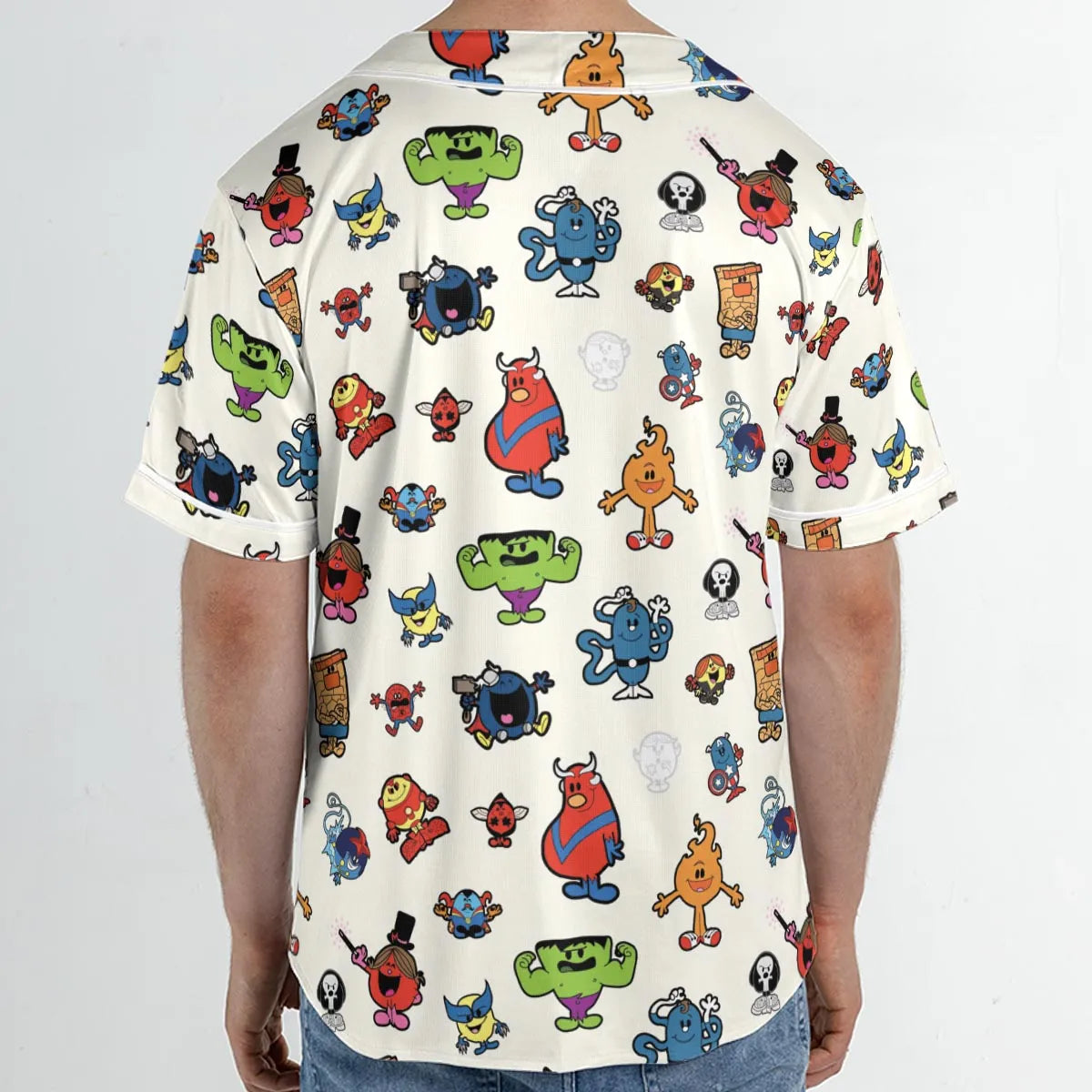 Marvel Characters And Mr Men Pattern Unisex Baseball Jersey