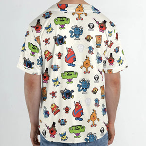 Marvel Characters And Mr Men Pattern Unisex Baseball Jersey