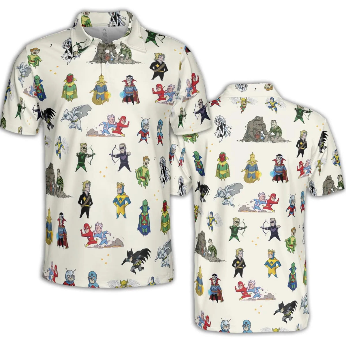 Chillin' and Battle Marvel vs DCU AOP Men/Women Polo Shirt