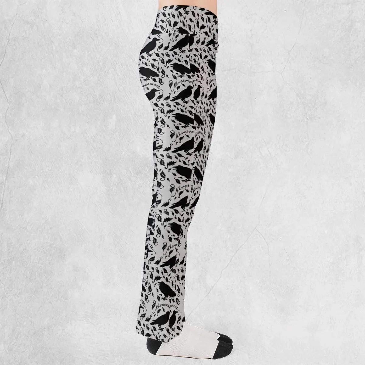 Nevermore The Raven Edgar Allan Poe Pattern Flare Leggings