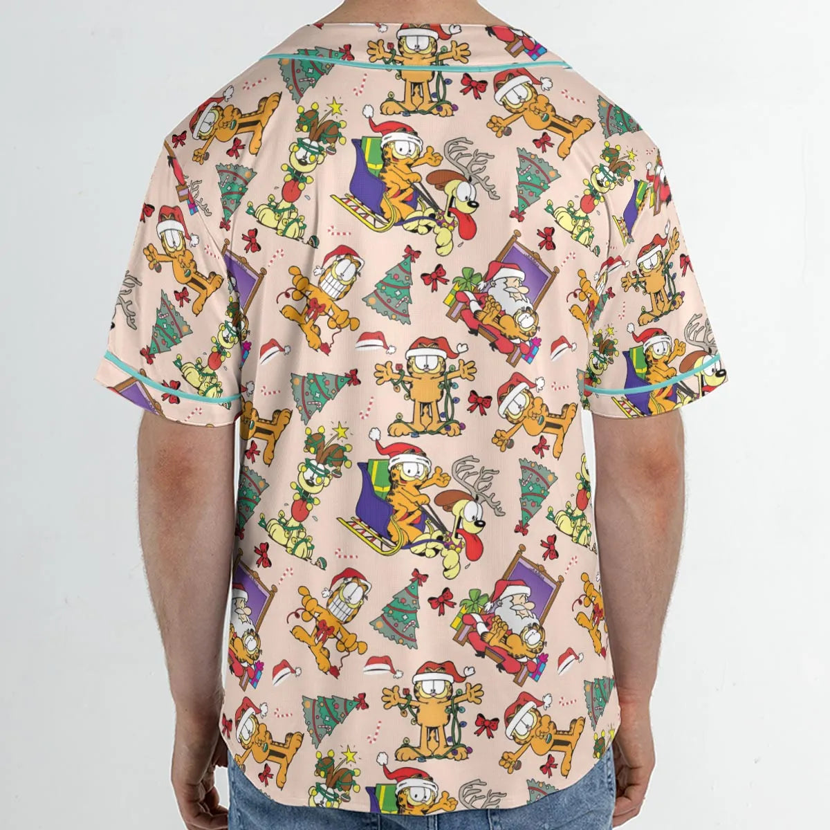 Garfield And Odie Christmas Sleigh Unisex Baseball Jersey