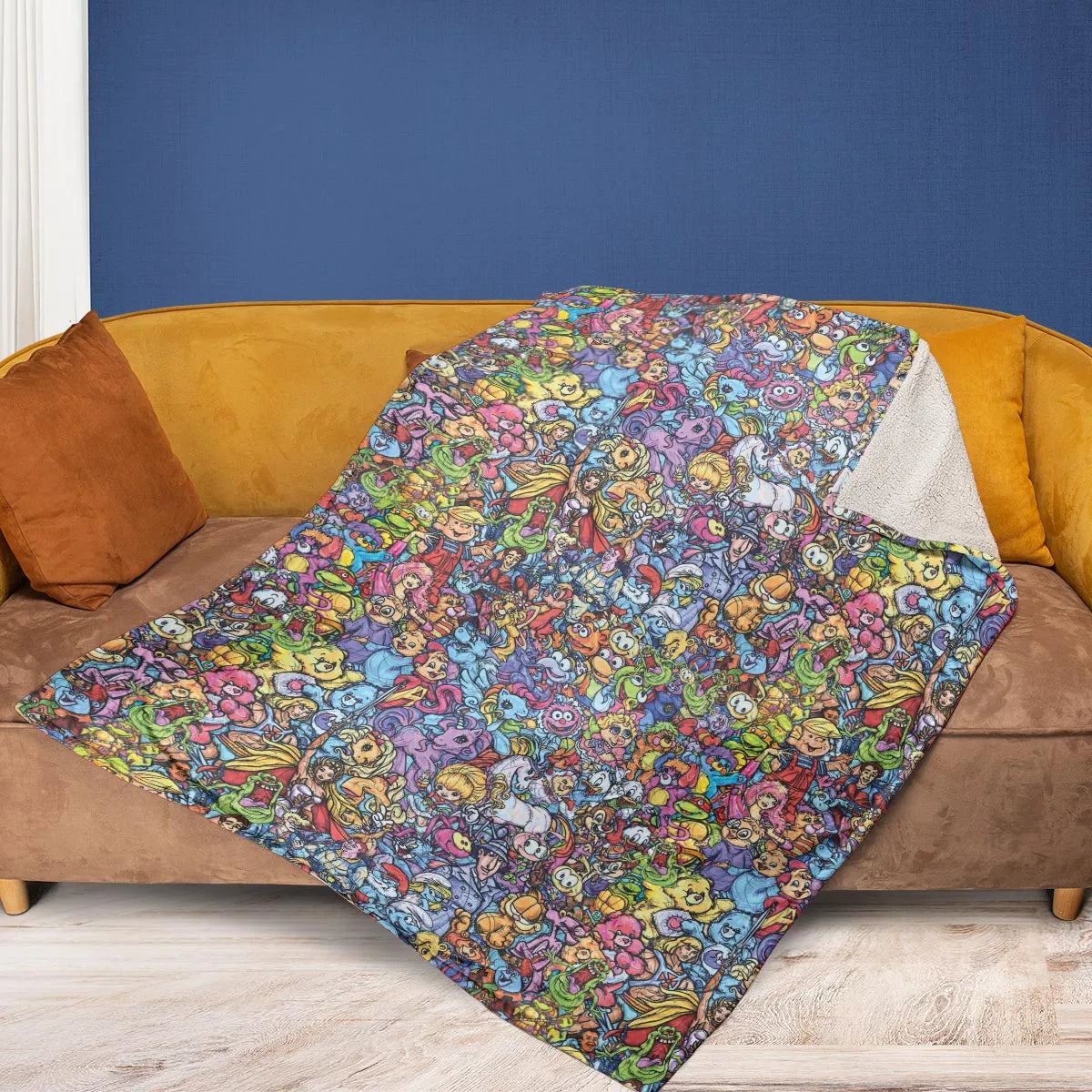 80s Throwback Cartoon Pattern Fleece Blanket