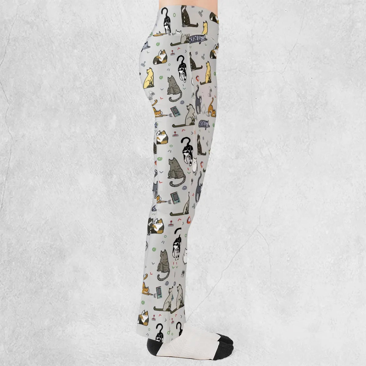 Cat the Gamer Pattern Flare Leggings