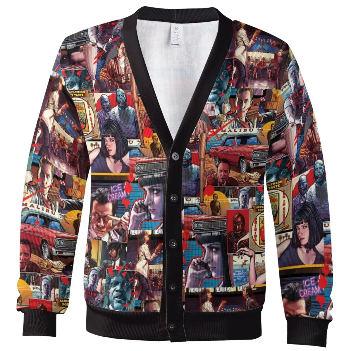 Retro Scenes Mia Wallace Vincent Vega Jules Winnfields Pulp Fiction Cardigan
