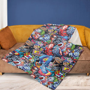 Back To The 80s Pop Culture 80s Movies Characters Fleece Blanket
