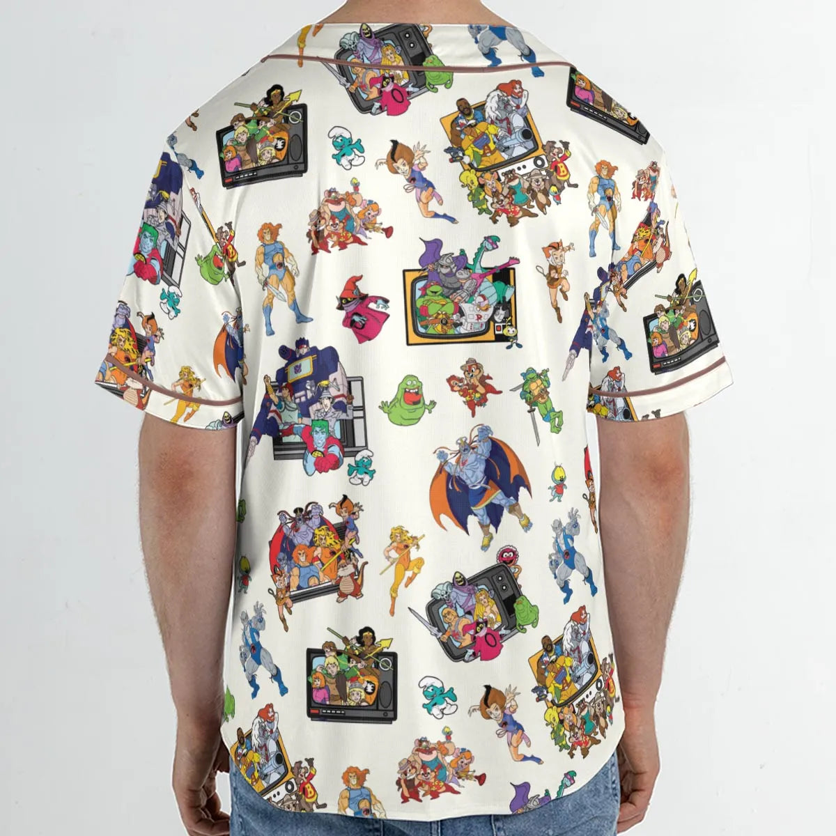 80s Famous Cartoon Characters Pattern Unisex Baseball Jersey