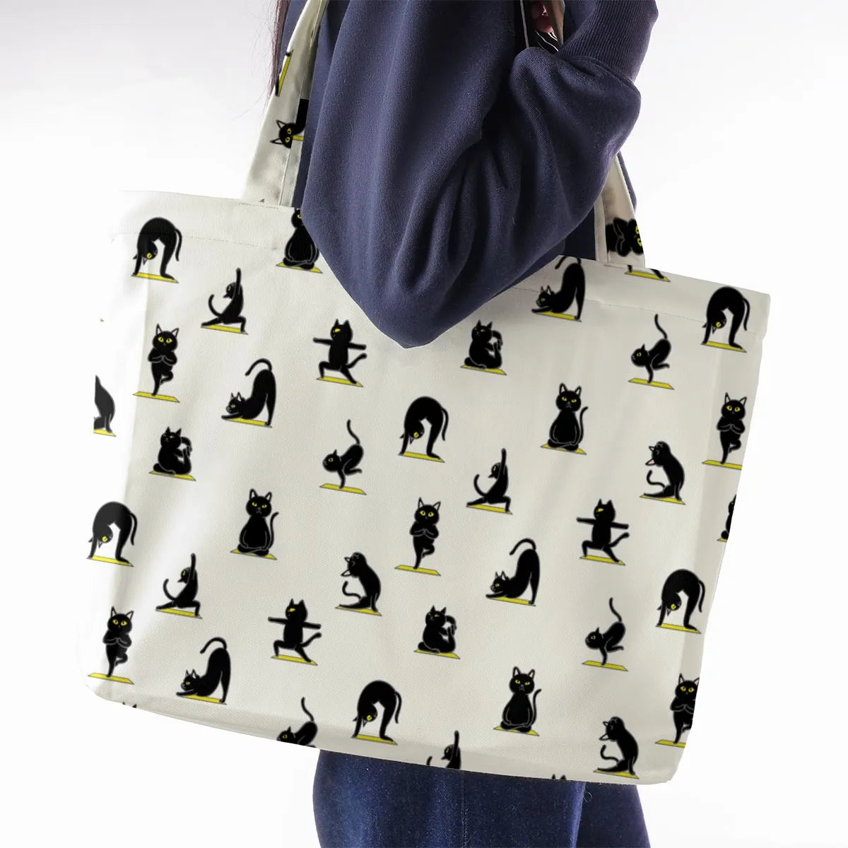 Bombay Cat Yoga Pattern Large Tote Bag