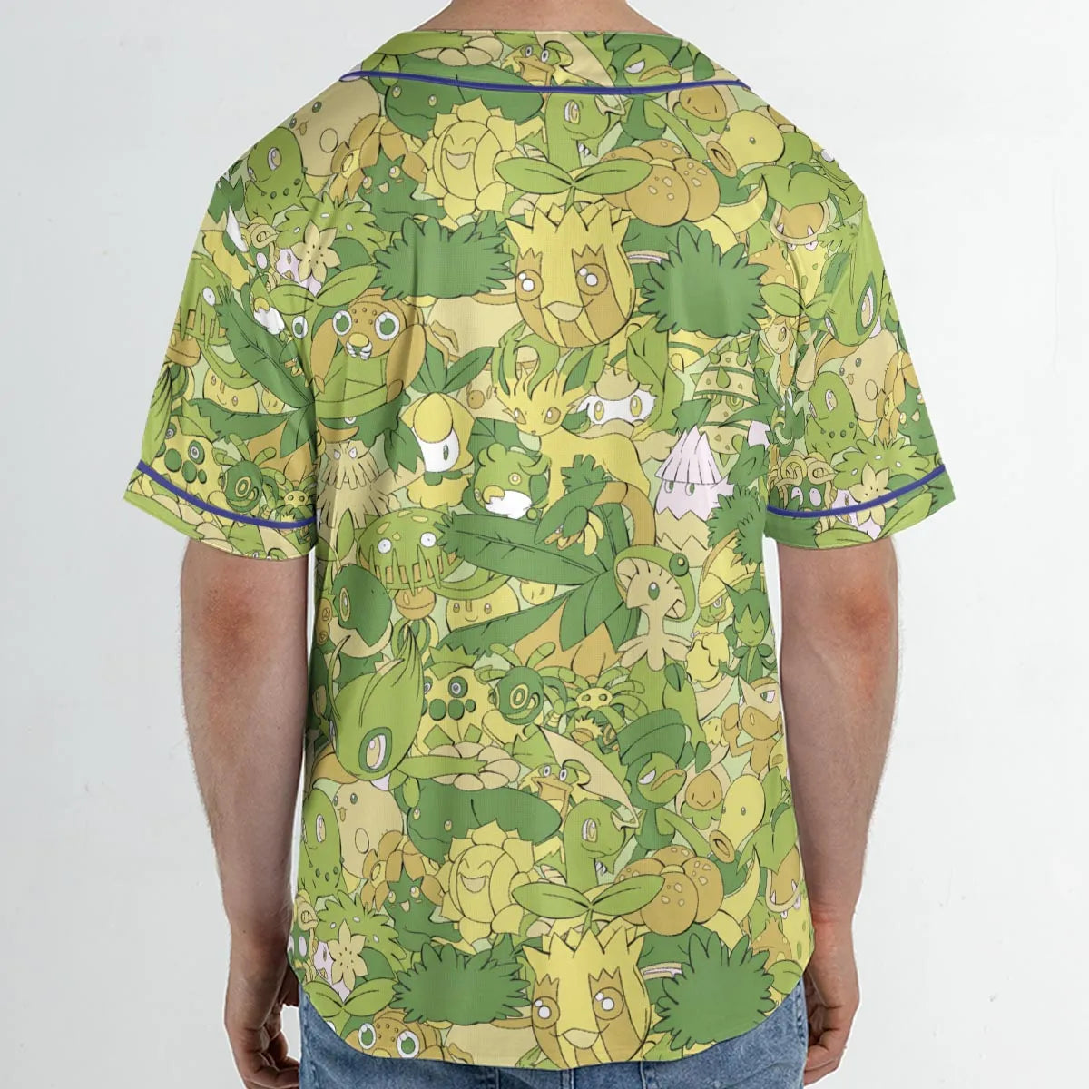 Grass Pokemon Pattern Unisex Baseball Jersey
