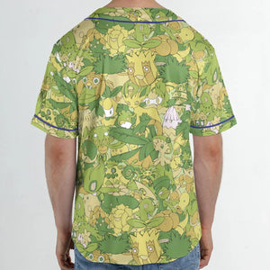 Grass Pokemon Pattern Unisex Baseball Jersey