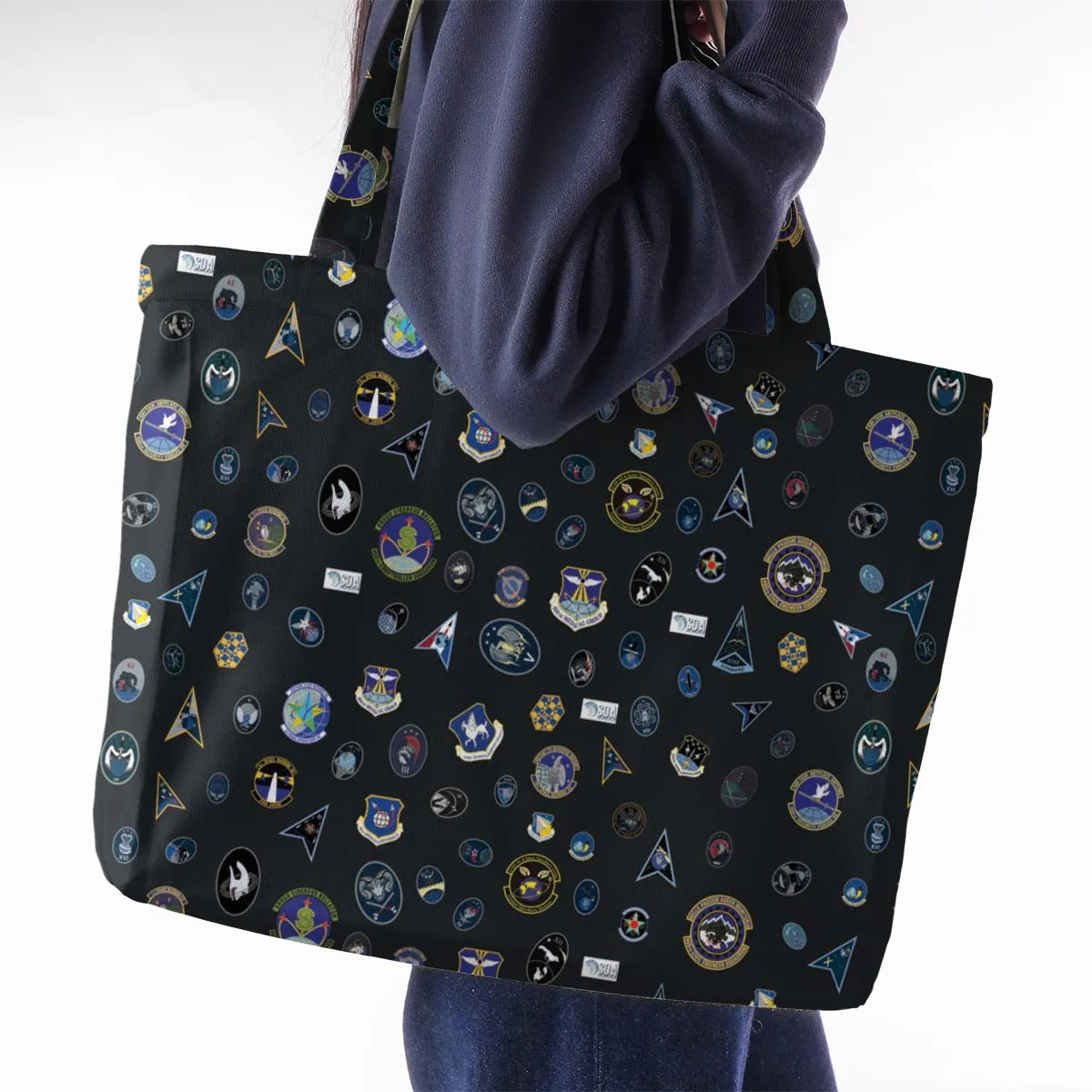 Space Force Squadron Pattern Large Tote Bag