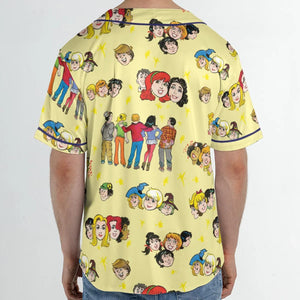 Nostalgic Cartoons in Archie Style Unisex Baseball Jersey