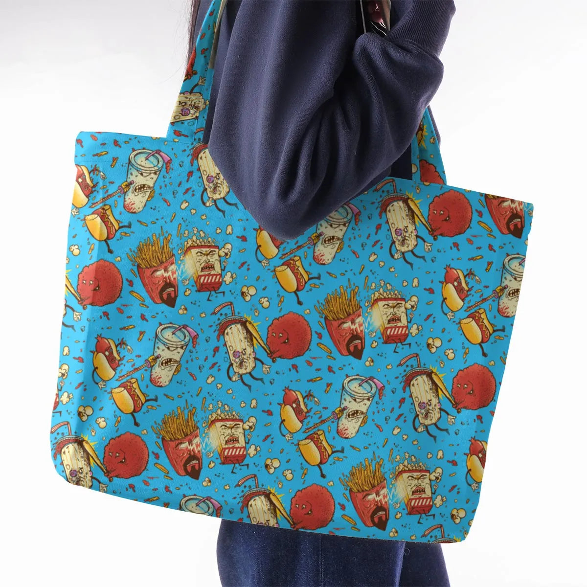 Fight! Aqua Teen Hunger Force Large Tote Bag