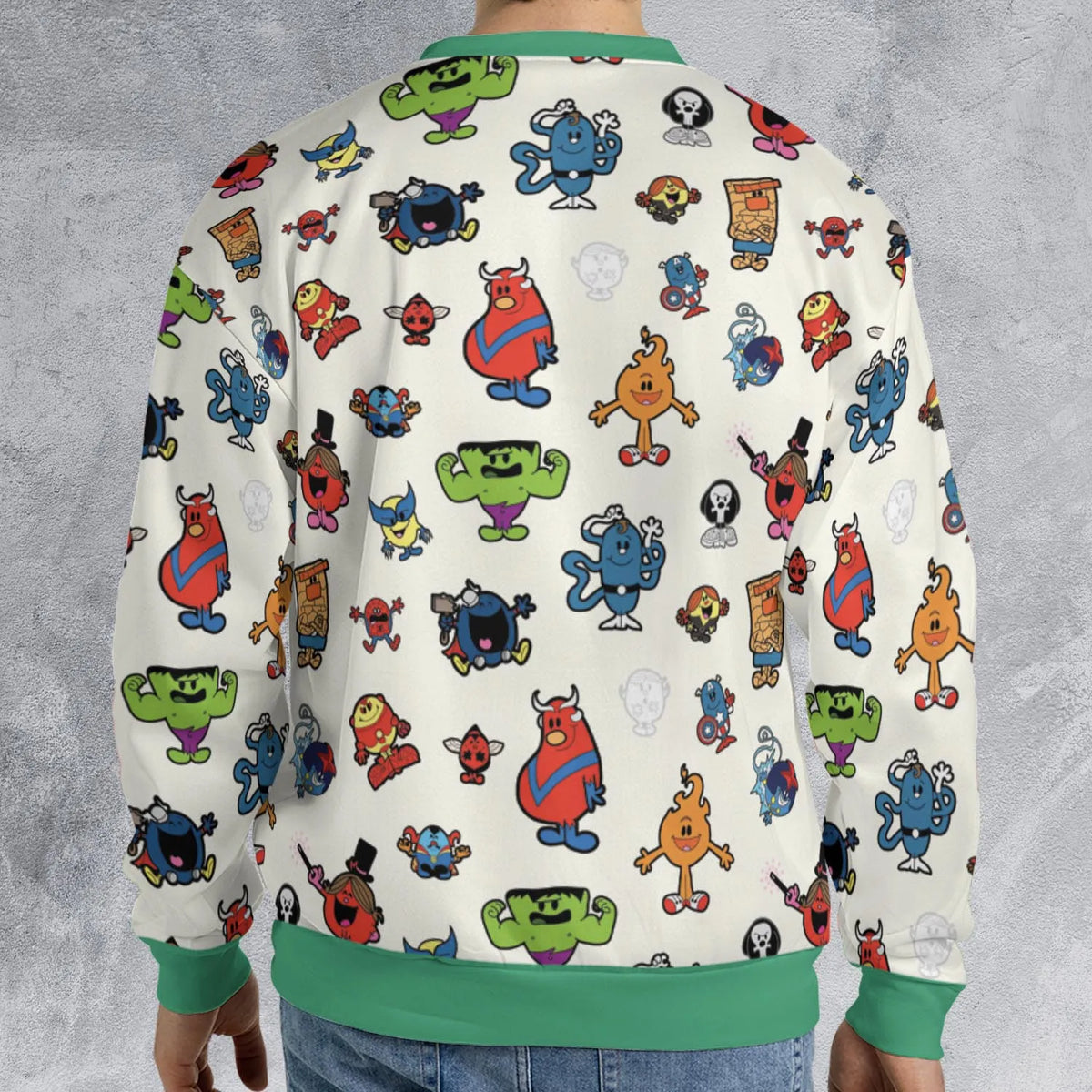 Marvel Characters And Mr Men Pattern All-over Print Sweatshirt