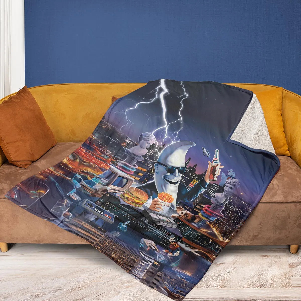 Retro Moon Mac Tonight Fleece Blanket