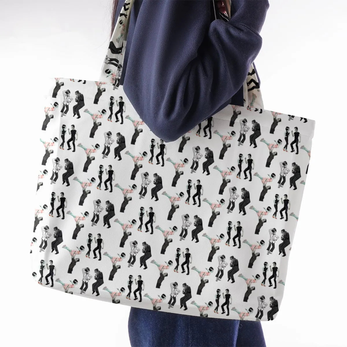 Frankenstein And Bride Dance Movies Dance Scene Mashup Large Tote Bag