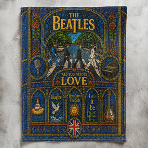 The Beatles Abbey Road Sherpa Blanket Yellow Submarine Stained Glass Blanket