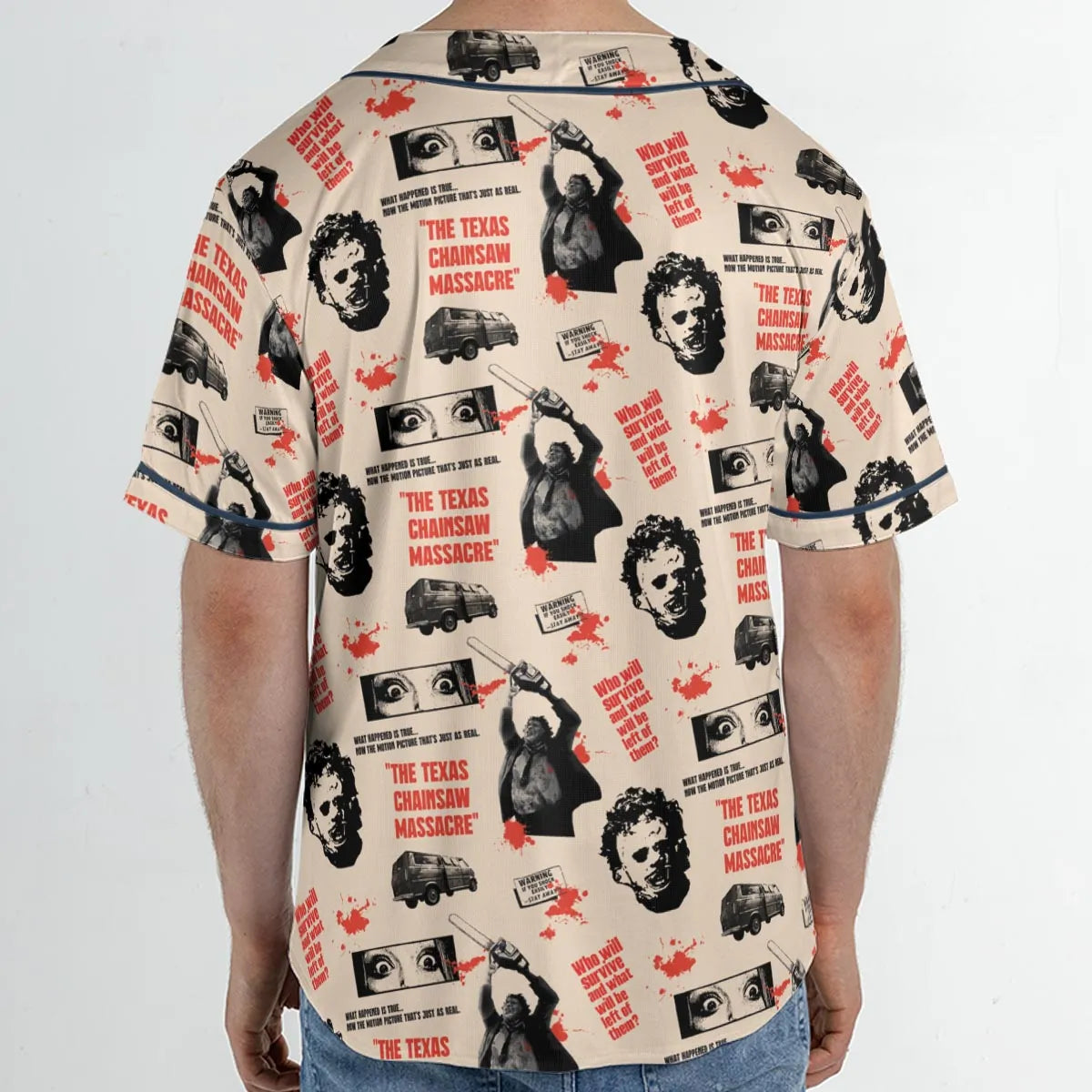 Leatherface The Texas Chainsaw Massacre Horror Pattern Unisex Baseball Jersey