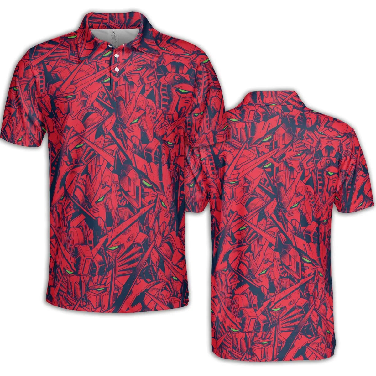Gundam Camo Magenta Gundam AOP Men/Women Polo Shirt